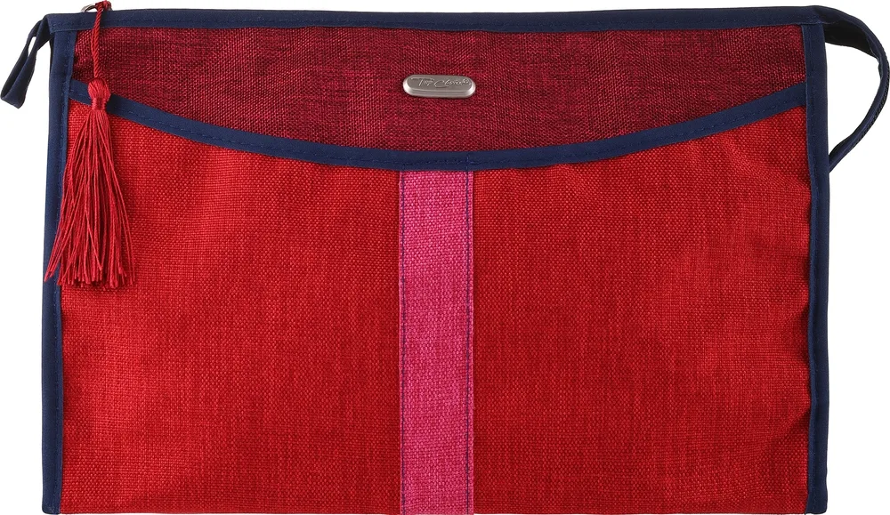 Косметичка Top Choice 4COL 94613 жаккардовая с кистью, красная, 29х18,5х7 см