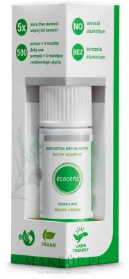 Сухой шампунь для тёмных волос Ecocera Hair Detox, с активированным углём, 15 г