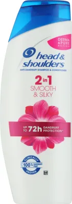 Head & Shoulders Head & Shoulders 2 in 1 Smooth & Silky Anti-Dandruff Shampoo Conditioner - Шампунь и кондиционер против перхоти 2 в 1 Head and Shoulders Smooth and Silky Anti-Dandruff Shampoo Conditioner, для гладких и шелковистых волос, 400 мл
