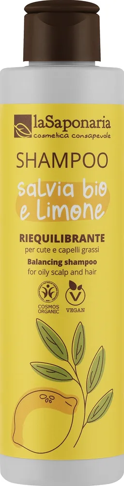 Шампунь для жирных волос La Saponaria Salvias + Limone Bio Shampoo себорегулирующий, шалфей и лимон, 200 мл