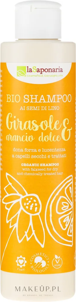 Шампунь для сухих волос La Saponaria Sunflower and Sweet Orange Shampoo очищающий, подсолнечник и сладкий апельсин, 200 мл