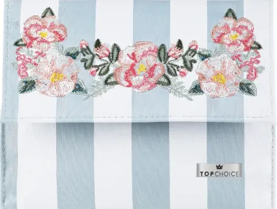 Косметичка Top Choice Chaplet 96501 с зеркалом и вышивкой, серо-голубая