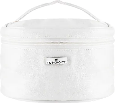 Косметичка Top Choice Roses 97744 круглый кофр с ручкой, белая, 16,5х12х11 см
