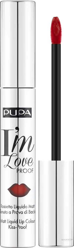 Жидкая помада для губ Pupa I'm Loveproof Matt Lip Fluid, оттенок 0010 Fire Red