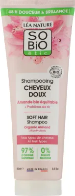 Шампунь для волос So'Bio Etic Shampoo Almond и Rice Proteins деликатный, с миндальным молочком и протеинами риса