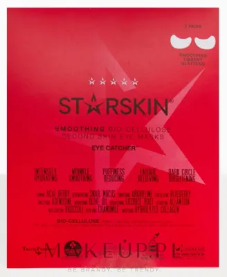 Маска под глаза Starskin Eye Catcher Smoothing Coconut Bio-Cellulose Second Skin Eye Mask разглаживающая, из биоцеллюлозы, 2 x 10 г