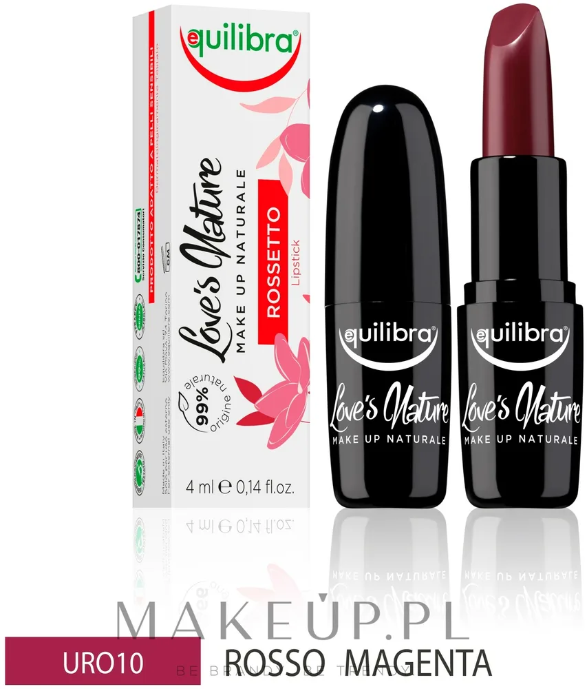 Помада для губ Equilibra Love's Nature Lipstick, оттенок 10 - Magenta Red