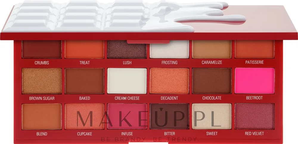 Палетка теней для век I Heart Revolution Eyeshadow Chocolate Palette Red Velvet, персиково-красная гамма, 18 г