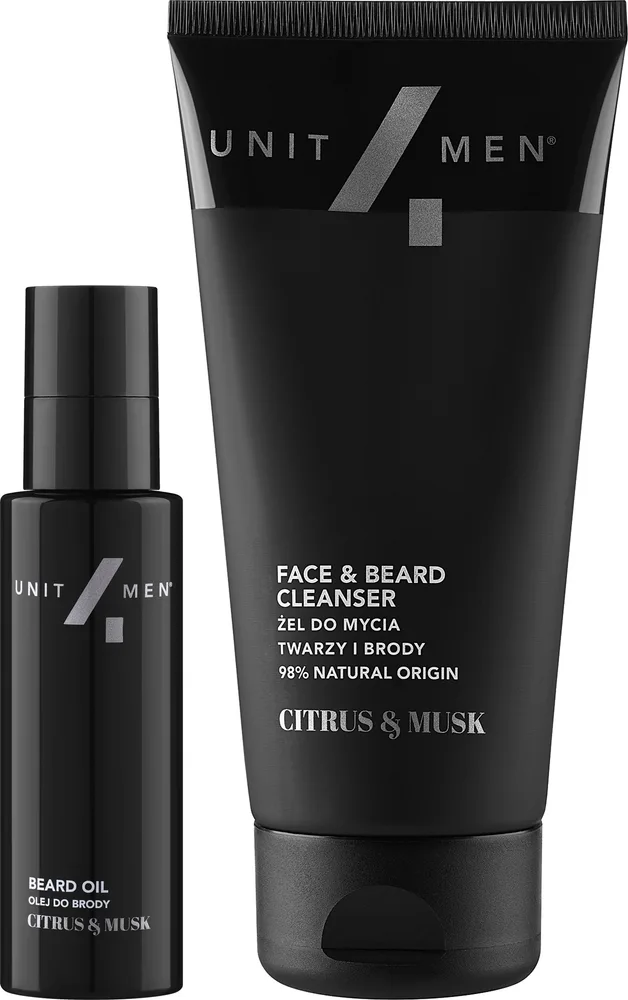 Набор для бороды Unit4Men Citrus & Musk масло и шампунь с виноградной косточкой и алоэ 30+150 мл
