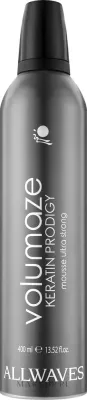 Мусс для волос Allwaves Volumaze Keratin Prodigy Mousse Ultra Strong, сильной фиксации, с кератином, 400 мл