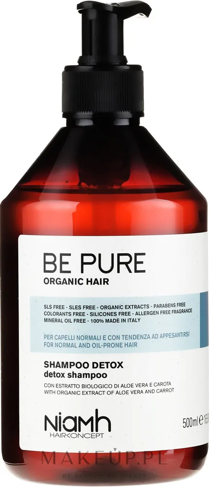 Детокс-шампунь Niamh Hairconcept Be Pure для жирных волос с алоэ и морковью 1000 мл