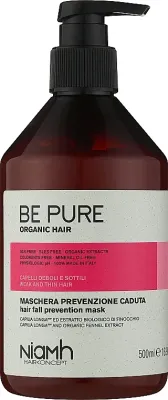 Niamh Hairconcept Niamh Hairconcept Be Pure Hair Fall Prevention Mask - Маска для волос Niamh Be Pure укрепляющая, для ослабленных волос, протеины и ниацинамид, ощущение густоты и плотности, 500 мл