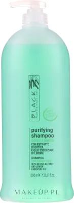 Шампунь для жирных волос Black Professional Line Sebum-Balancing Shampoo очищающий, с крапивой и лимоном, 1000 мл