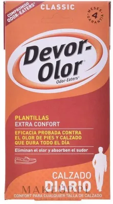 Дезодорирующие стельки Devor-Olor Classic Extra Confort, с активированным углём, 2 шт