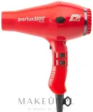Фен для волос Parlux 3200 Plus красный, мотор Long Life, компактный корпус — фото 1