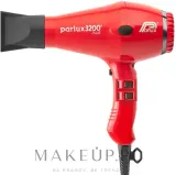Фен для волос Parlux 3200 Plus красный, мотор Long Life, компактный корпус — фото 2