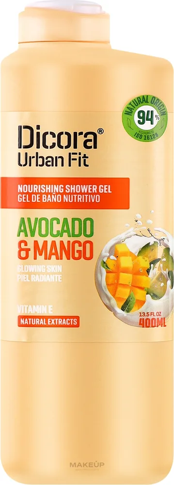 Питательный гель для душа с витамином Е, манго и авокадо Dicora Urban Fit Shower Gel, 825 мл