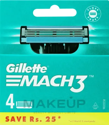 Кассеты сменные Gillette Mach3 для бритвы, с гелевой полоской, 4 шт