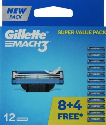Сменные кассеты для бритвенного станка Gillette Mach3 XXL, 12 шт