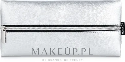 Косметичка пенал MAKEUP Manicure Slim из экокожи, серебристая, 22х11 см