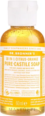 Жидкое мыло Dr. Bronner’s 18-in-1 Pure Castile Soap Citrus Orange, кастильское, цитрусовый аромат, 945 мл