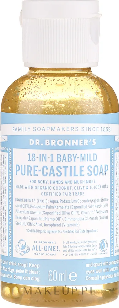Жидкое мыло детское Dr. Bronner’s 18-in-1 Pure Castile Soap Baby-Mild, кастильское, без аромата, 240 мл / 475 мл