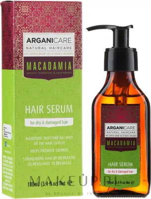 Сыворотка для сухих и повреждённых волос с маслом макадамии Arganicare Macadamia Hair Serum for Dry & Damaged Hair, 100 мл