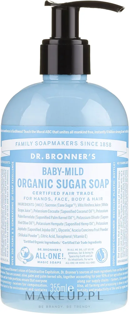 Жидкое мыло детское Dr. Bronner’s Organic Sugar Soap Baby-Mild, с дозатором, 355 мл / 710 мл