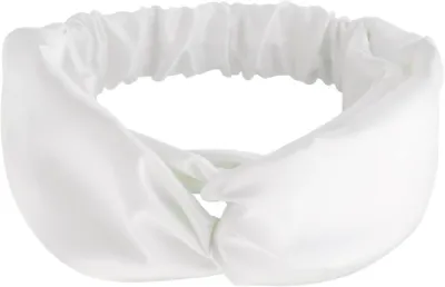 Повязка на голову MAKEUP Satin Twist молочная, из атласа, 26 x 8 см