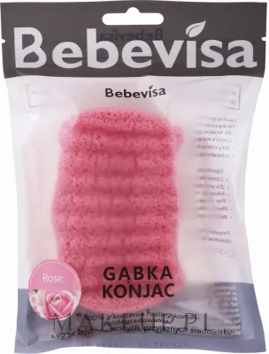 Губка для лица и тела Bebevisa Konjac Sponge конжаковая, с розой, для любого типа кожи, 1 шт