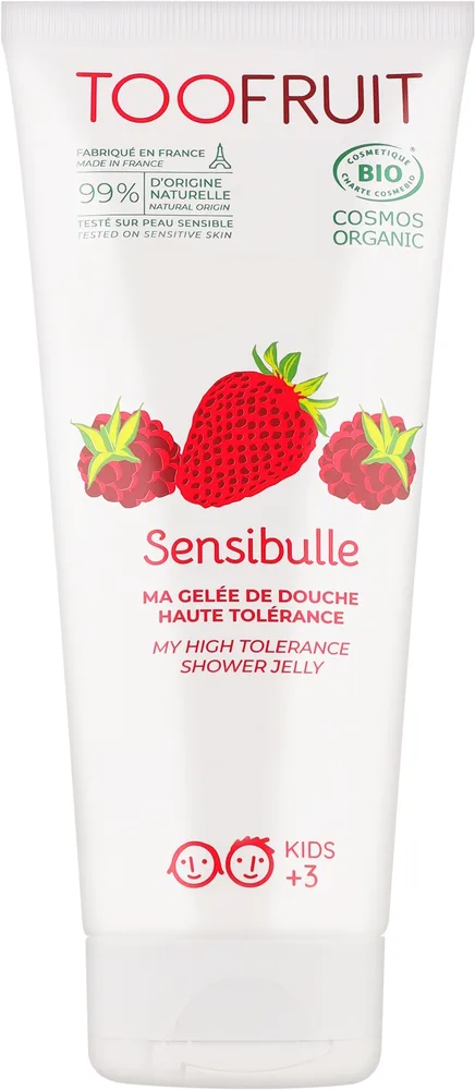 Гель для душа Клубника и малина для детей TOOFRUIT Raspberry Strawberry Sensitive Shower Gel, 200 мл