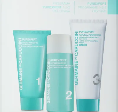 Набор Germaine de Capuccini Purexpert Natural Perfect для жирной кожи пенка флюид и крем 30+50+50 мл