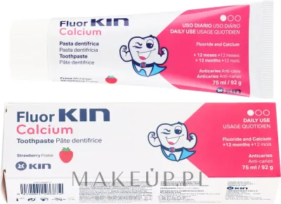 Зубная паста для детей Kin Fluor Calcium Tootpaste с фтором и кальцием, вкус клубники, 75 мл