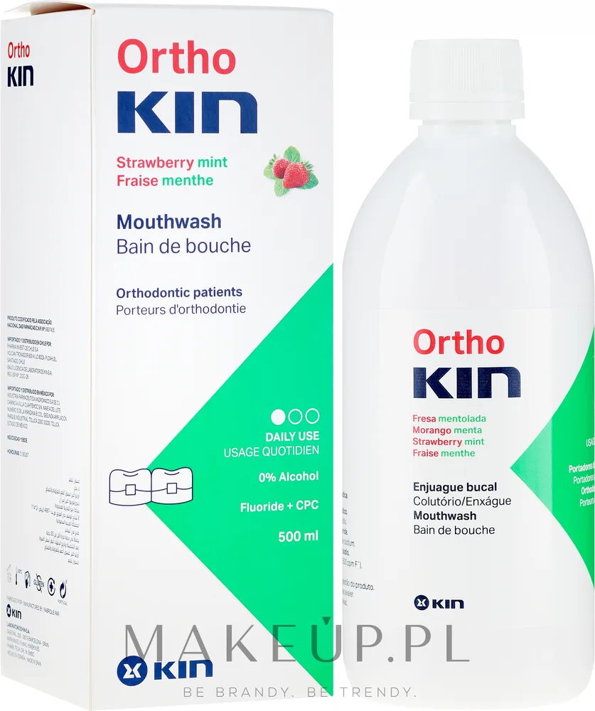 Ополаскиватель для полости рта Kin Ortho Strawberry Mint Mouthwash с фторидом натрия, 500 мл