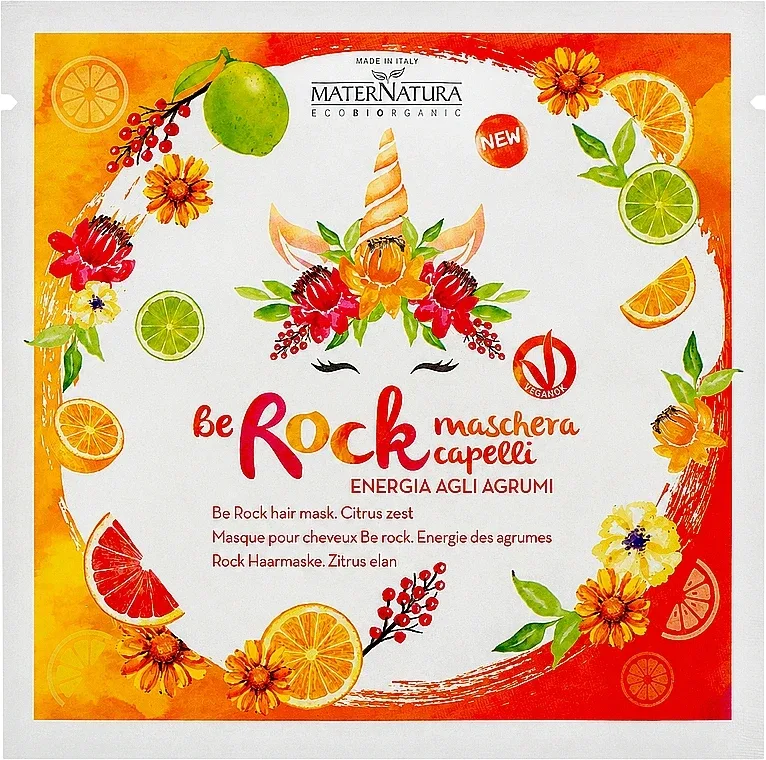 Маска для волос MaterNatura Organic Citrus Energy органическая, цитрусовые масла, кокос и масло ши, питание и блеск, 25 мл
