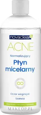Мицеллярная вода Novaclear Acne Micellar Water, нормализующая, с экстрактом гамамелиса и шалфея, для жирной, комбинированной кожи и кожи с акне