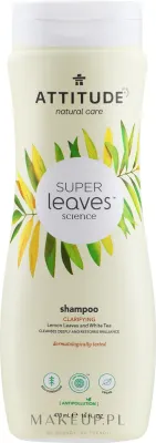 Шампунь для волос Attitude Super Leaves Clarifying Lemon Leaves And White Tea Shampoo натуральный, с листьями лимона и белого чая