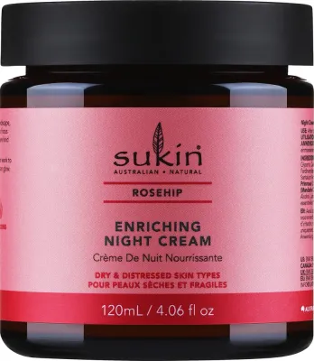 Крем для лица Sukin Rosehip Enriching ночной питательный с шиповником для сухой кожи 120 мл/ Сьюкин