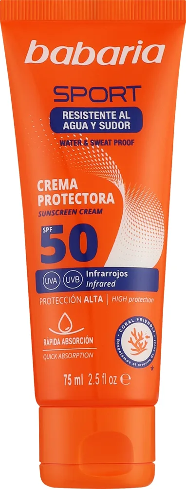Крем для лица солнцезащитный Babaria Sport SPF50 водостойкий 75 мл