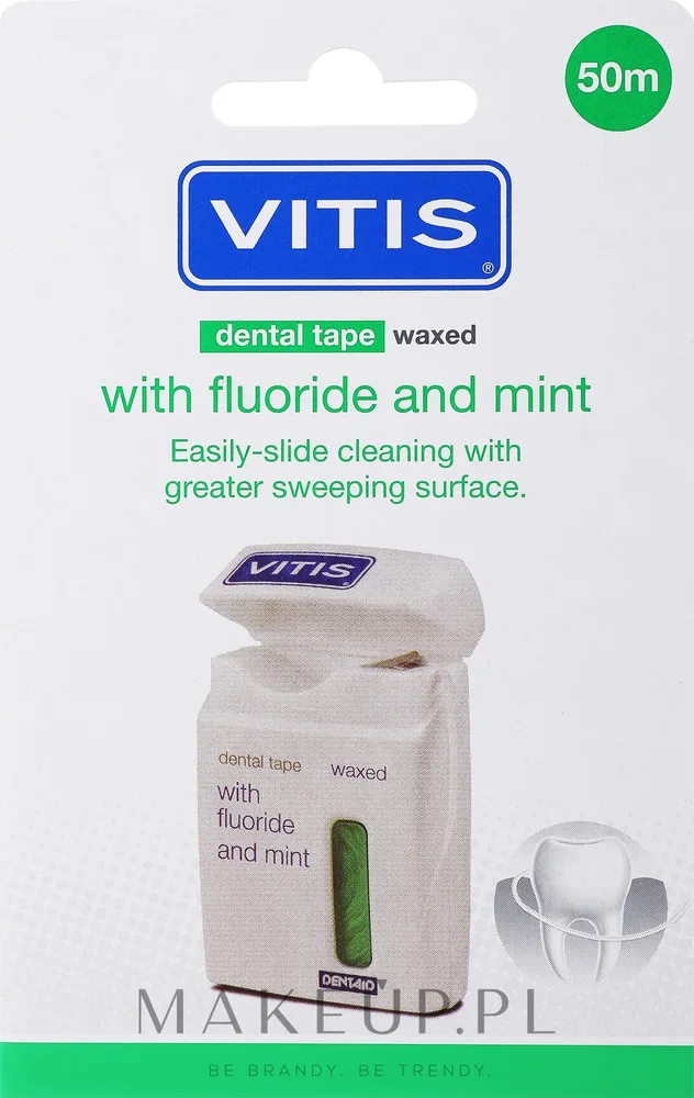 Зубная лента Dentaid Vitis Waxed Dental Tape With Fluoride And Mint, вощёная, с фтором и мятой, 50 м