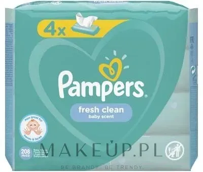 Влажные салфетки Pampers Natural Clean Wipes Baby Fresh Clean, хлопковые, 4 x 52 шт