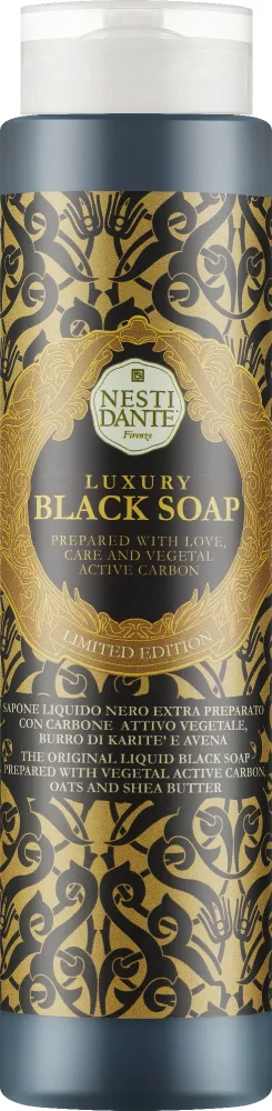 Жидкое мыло для тела Nesti Dante Luxury Black Soap уголь и масло ши, 300-500 мл