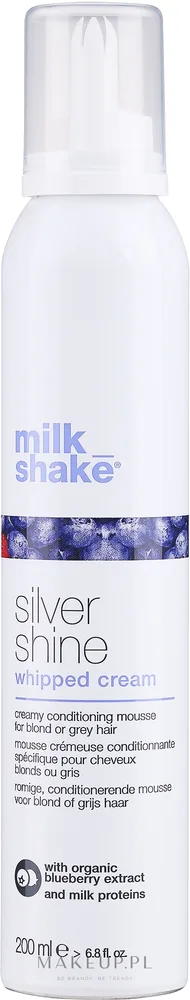 Milk_shake Milk Shake Silver Shine Whipped Cream - Кремовая пена-кондиционер для волос Milk Shake Silver Shine Whipped Cream, для блонд и седых волос, с фиолетовым пигментом, 200 мл