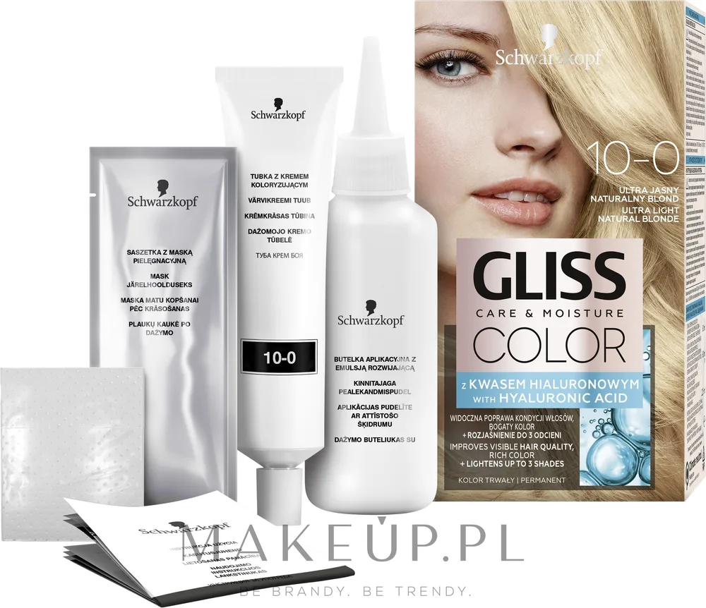 Краска для волос Gliss Color, с гиалуроновой кислотой, стойкая, 142,5 мл, оттенок 10-0