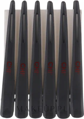 Зажимы для волос пластиковые CHI Mega All Plastic Clips Black, чёрные, 6 шт