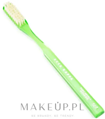 Щётка зубная Acca Kappa Soft Pure Bristle Model 567, мягкая, с натуральной щетиной, ручная работа, зелёная, 1 шт