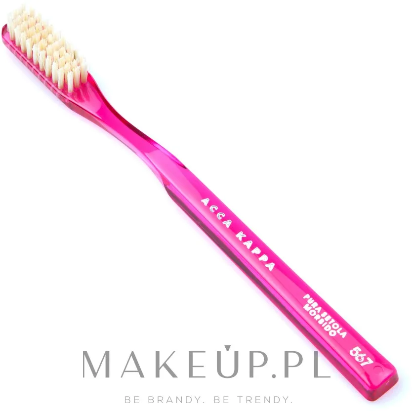 Щётка зубная Acca Kappa Soft Pure Bristle Model 567, мягкая, с натуральной щетиной, ручная работа, розовая, 1 шт