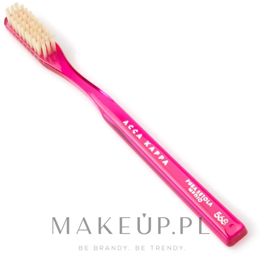Щётка зубная Acca Kappa Medium Pure Bristle Model 568, средней жёсткости, с натуральной щетиной, ручная работа, розовая, 1 шт