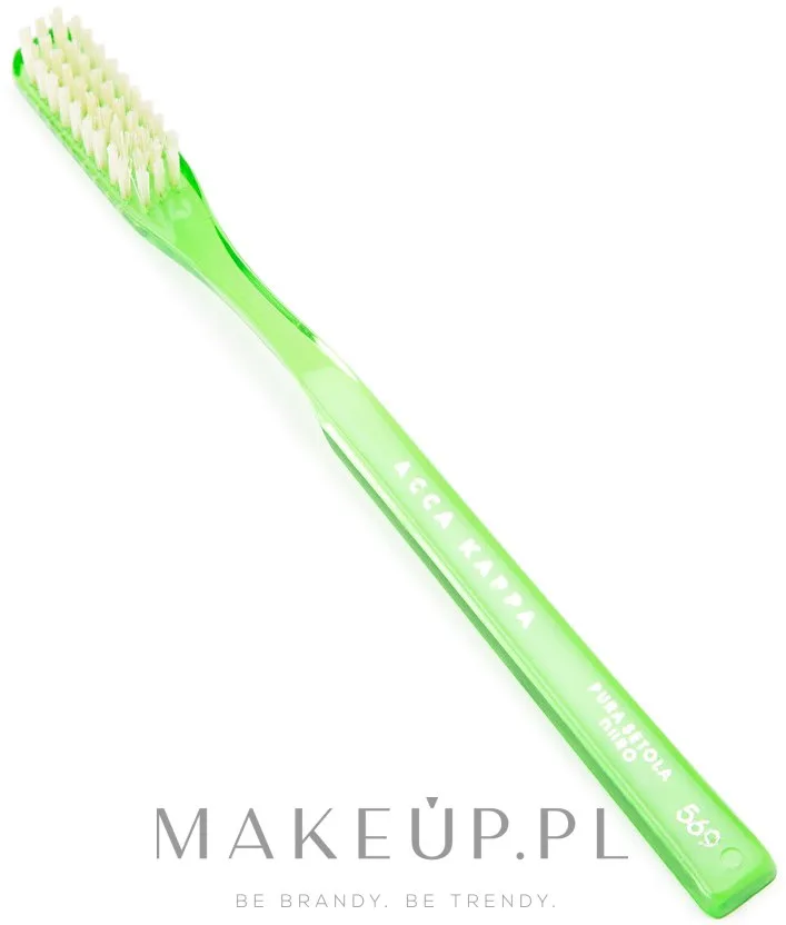 Щётка зубная Acca Kappa Hard Pure Bristle Model 569, жёсткая, с натуральной щетиной, ручная работа, зелёная, 1 шт