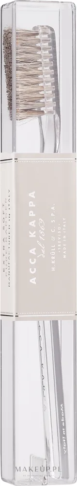 Щётка зубная Acca Kappa Extra Soft Pure Bristle, очень мягкая, с натуральной щетиной, ручная работа, прозрачная, 1 шт